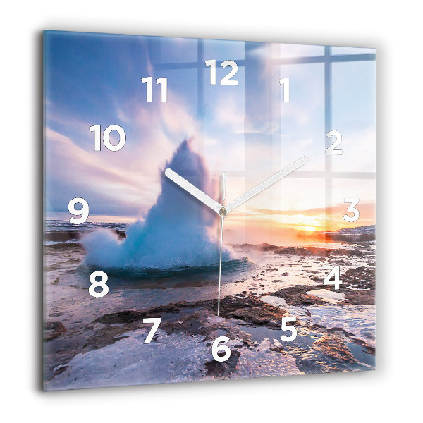 Square wall clock Geyser on the island of Iceland