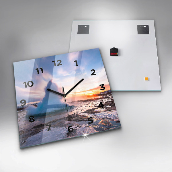 Square wall clock Geyser on the island of Iceland