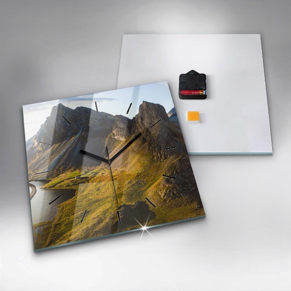 Square wall clock Road in Iceland