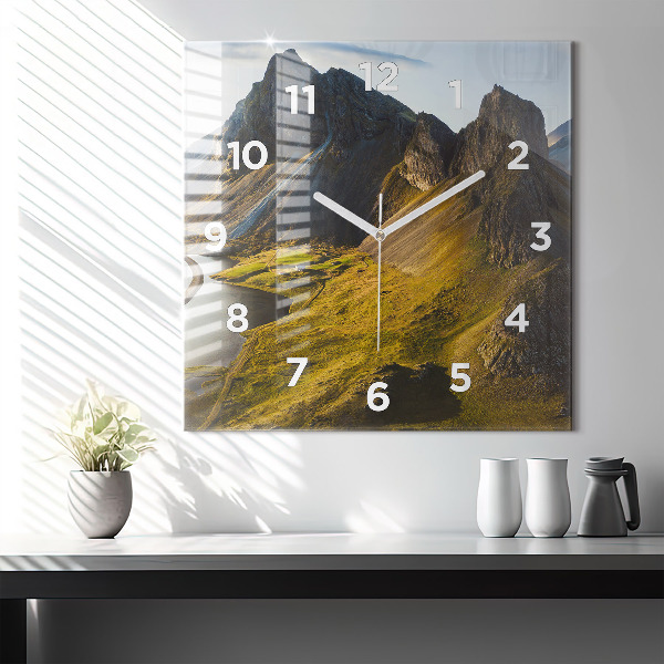 Square wall clock Road in Iceland