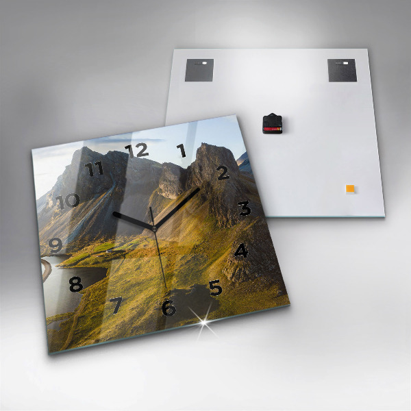 Square wall clock Road in Iceland