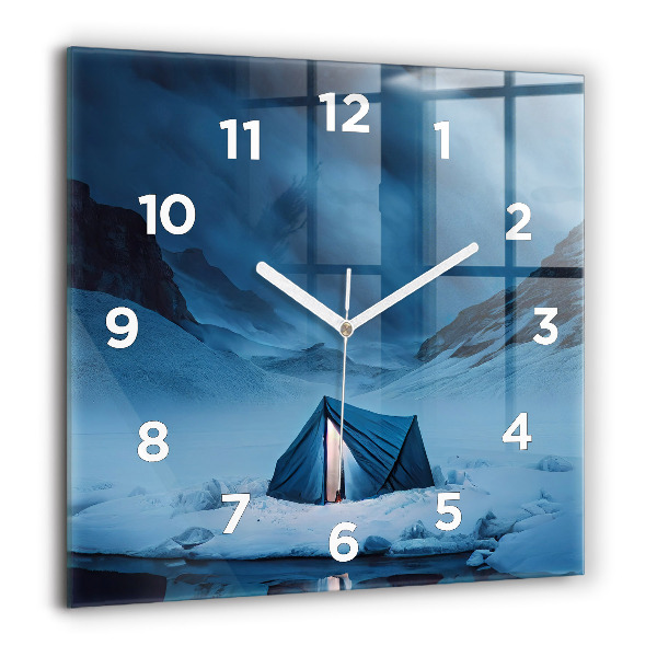 Square wall clock Tent in the mountains of Iceland
