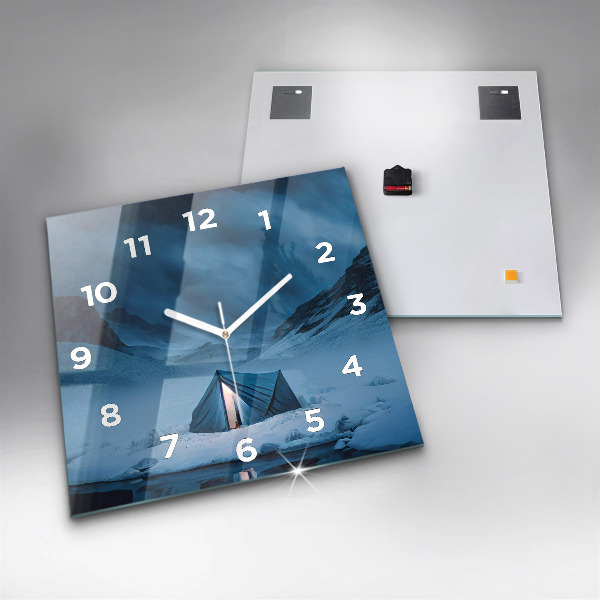 Square wall clock Tent in the mountains of Iceland
