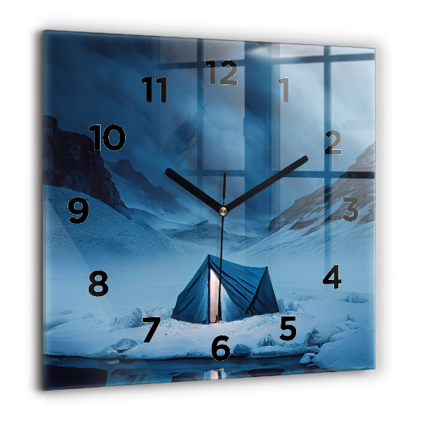 Square wall clock Tent in the mountains of Iceland