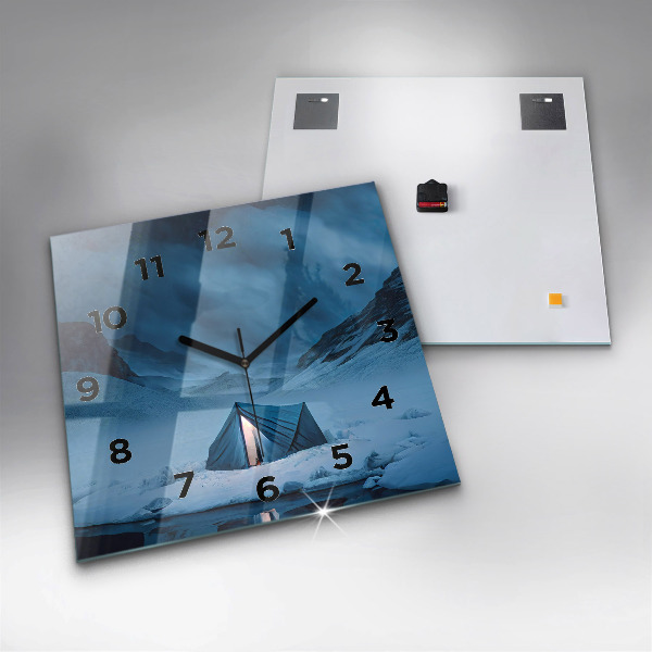 Square wall clock Tent in the mountains of Iceland