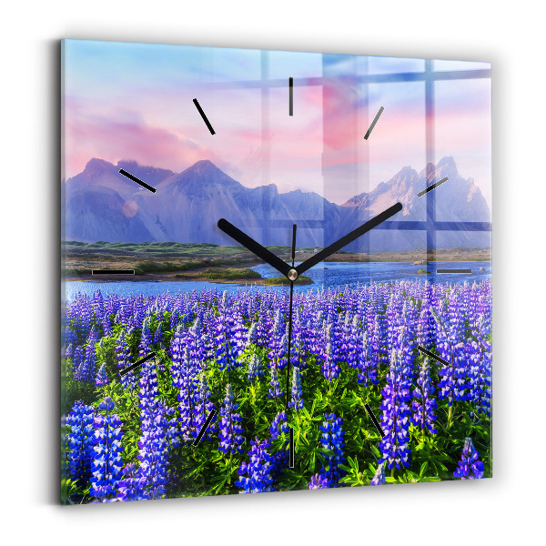 Square wall clock Mountain view Iceland