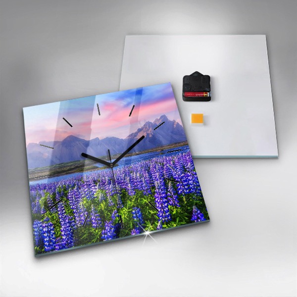 Square wall clock Mountain view Iceland