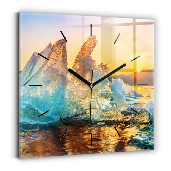 Square wall clock Iceberg and sunrise