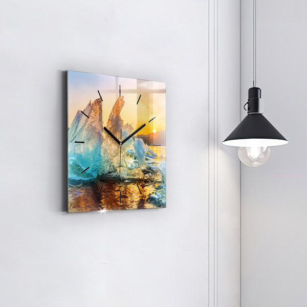 Square wall clock Iceberg and sunrise