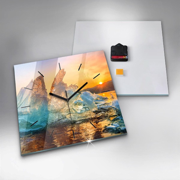 Square wall clock Iceberg and sunrise