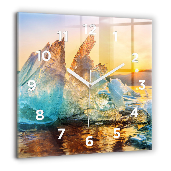 Square wall clock Iceberg and sunrise