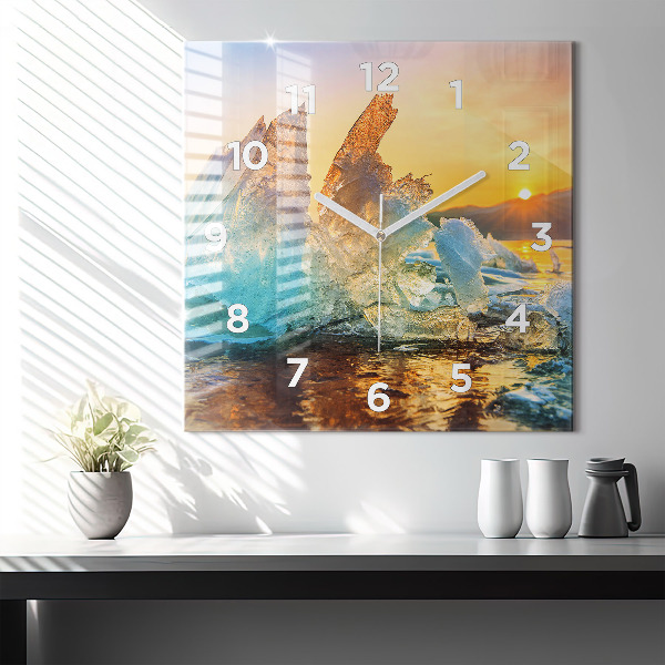 Square wall clock Iceberg and sunrise