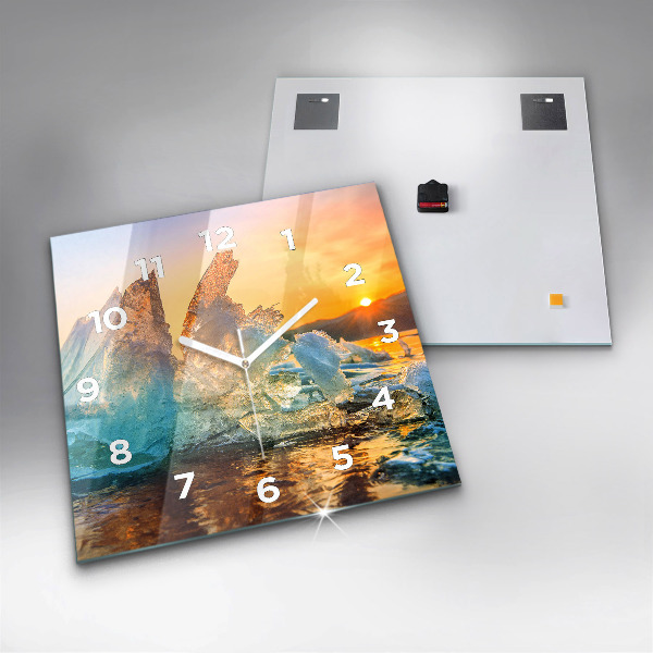 Square wall clock Iceberg and sunrise