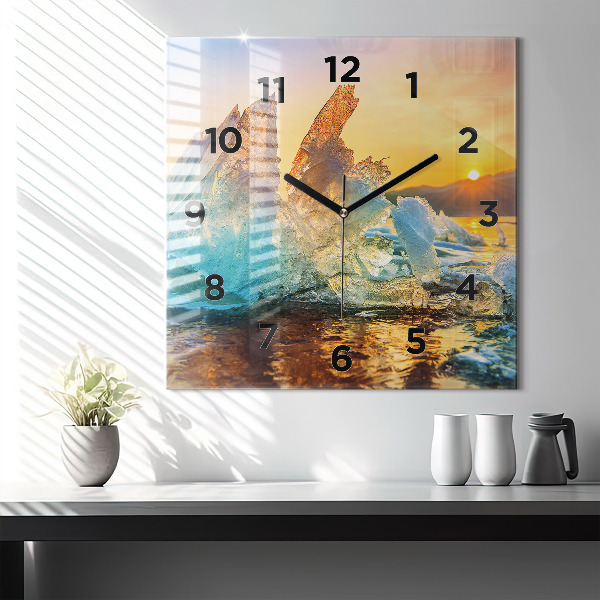 Square wall clock Iceberg and sunrise