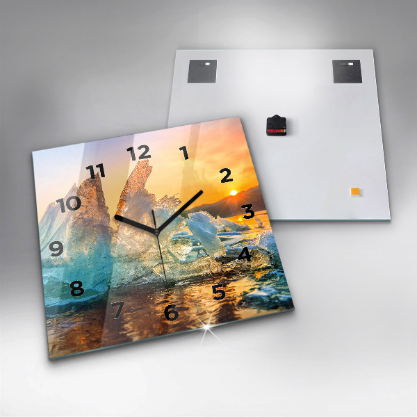 Square wall clock Iceberg and sunrise