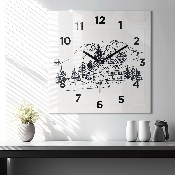 Square wall clock Cartoon town