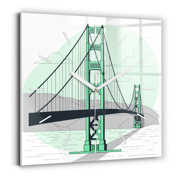 Square wall clock Green Bridge