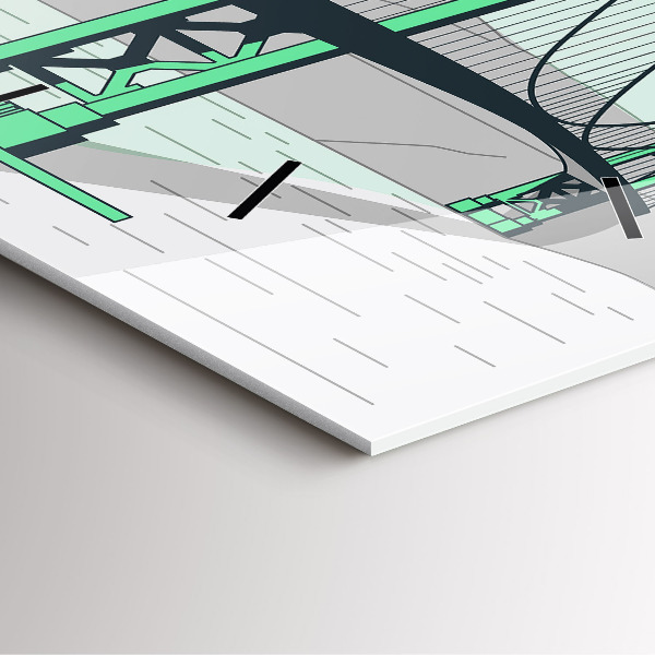 Square wall clock Green Bridge