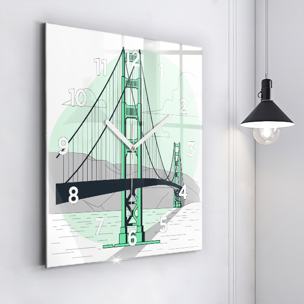 Square wall clock Green Bridge