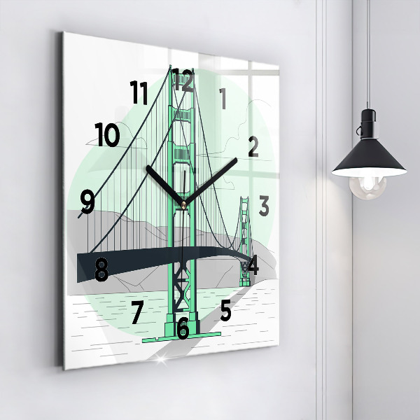 Square wall clock Green Bridge