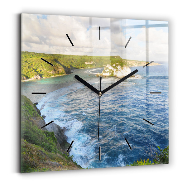 Square wall clock Ocean Coast