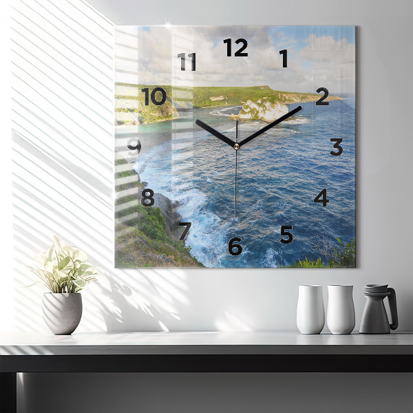 Square wall clock Ocean Coast