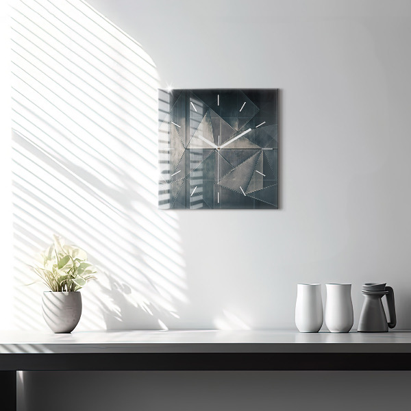 Square wall clock Metal abstract triangles