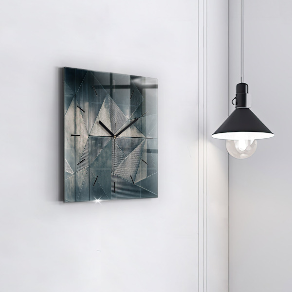 Square wall clock Metal abstract triangles