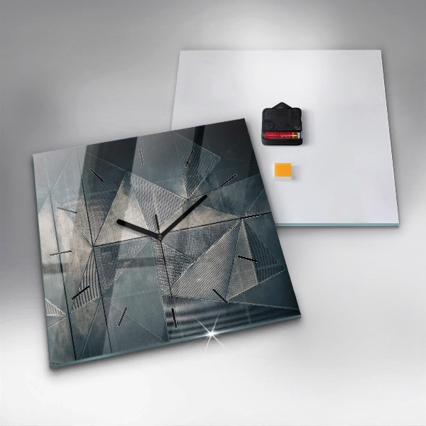 Square wall clock Metal abstract triangles