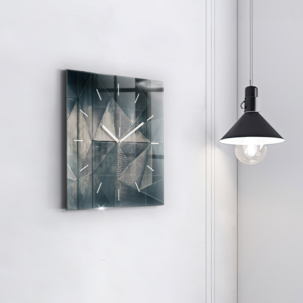 Square wall clock Metal abstract triangles