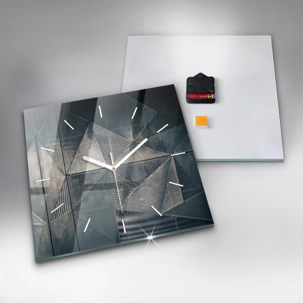 Square wall clock Metal abstract triangles