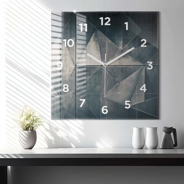 Square wall clock Metal abstract triangles