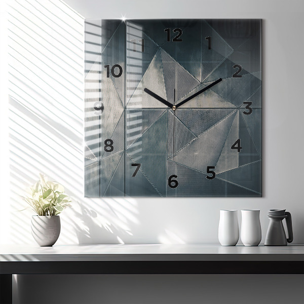Square wall clock Metal abstract triangles