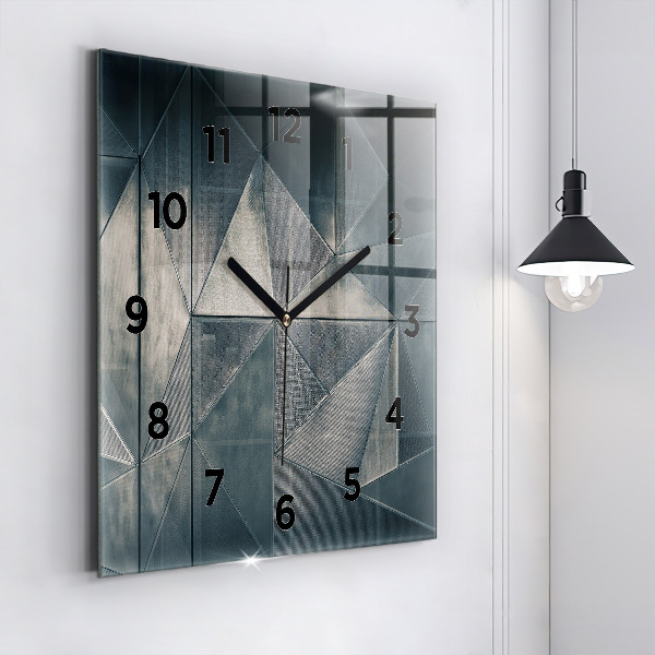 Square wall clock Metal abstract triangles