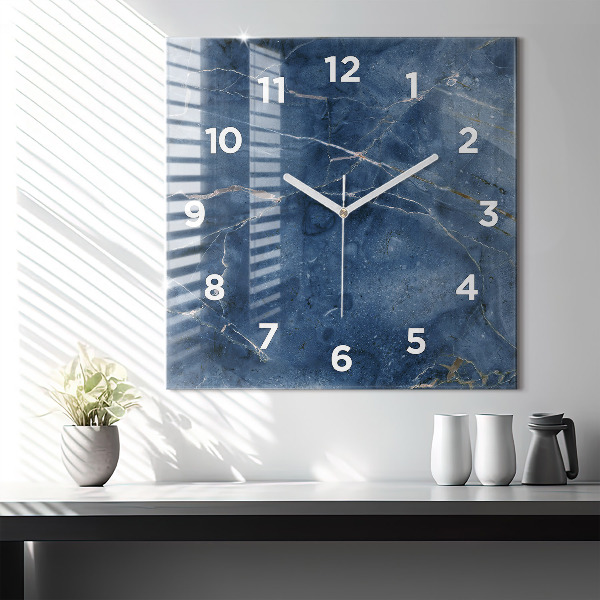 Square wall clock Blue marble texture