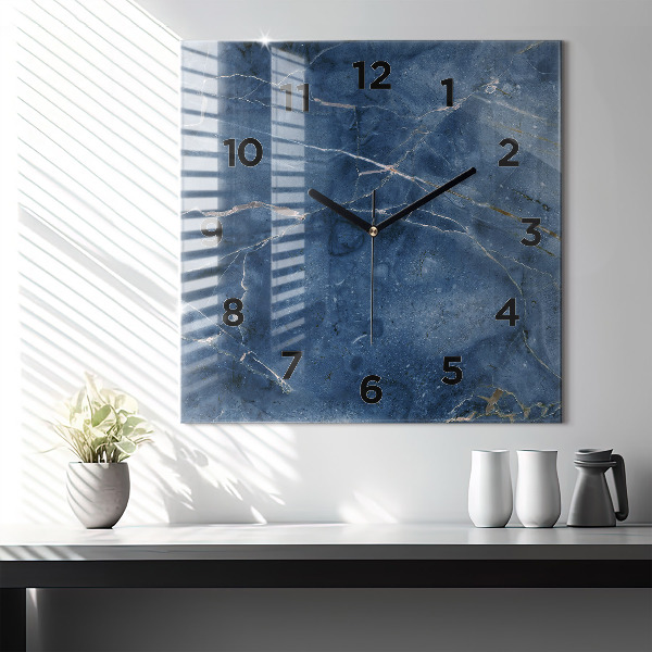 Square wall clock Blue marble texture