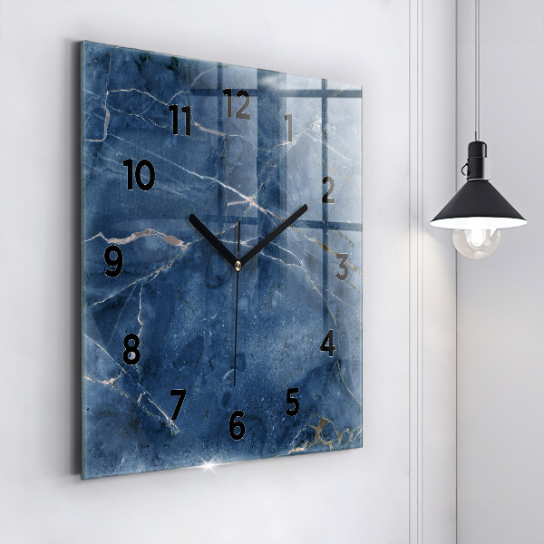Square wall clock Blue marble texture