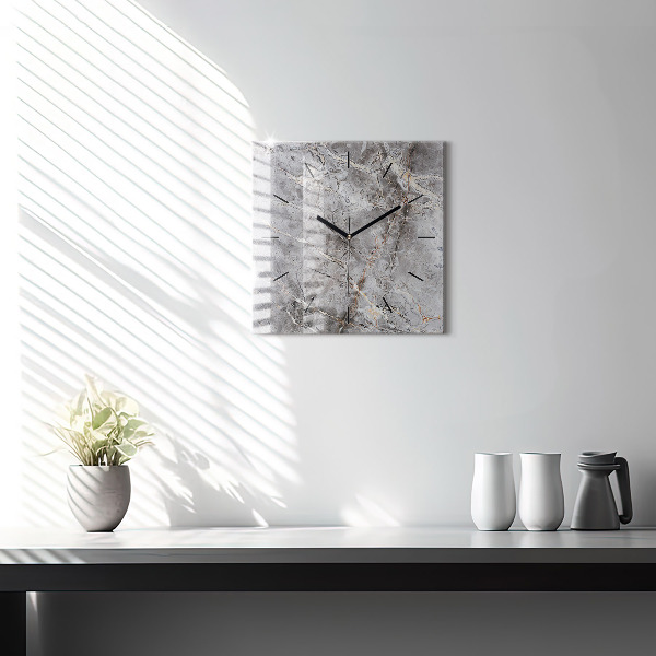 Square wall clock Gray granite marble