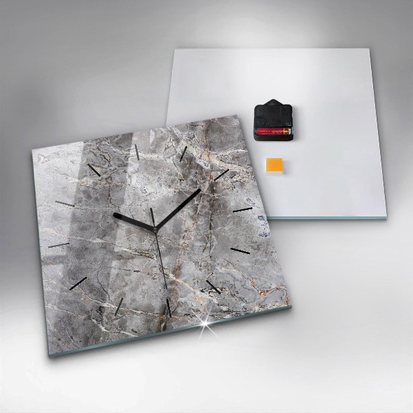 Square wall clock Gray granite marble