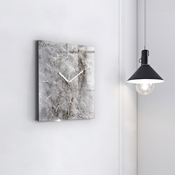 Square wall clock Gray granite marble