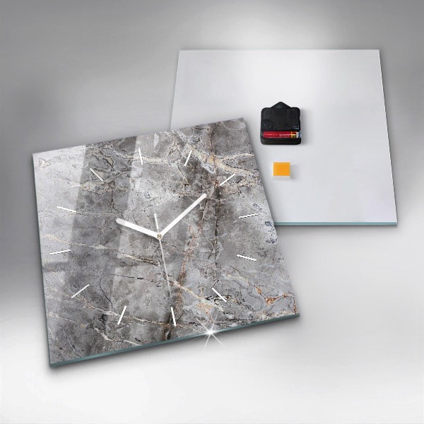 Square wall clock Gray granite marble