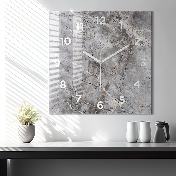 Square wall clock Gray granite marble