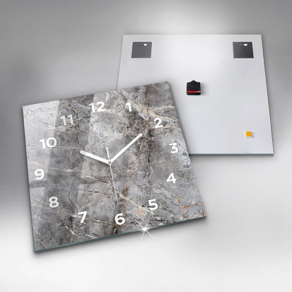 Square wall clock Gray granite marble