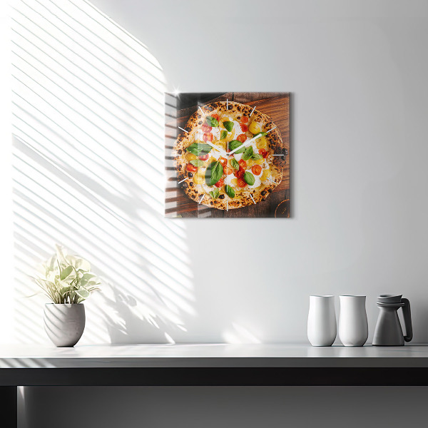 Square wall clock Italian pizza