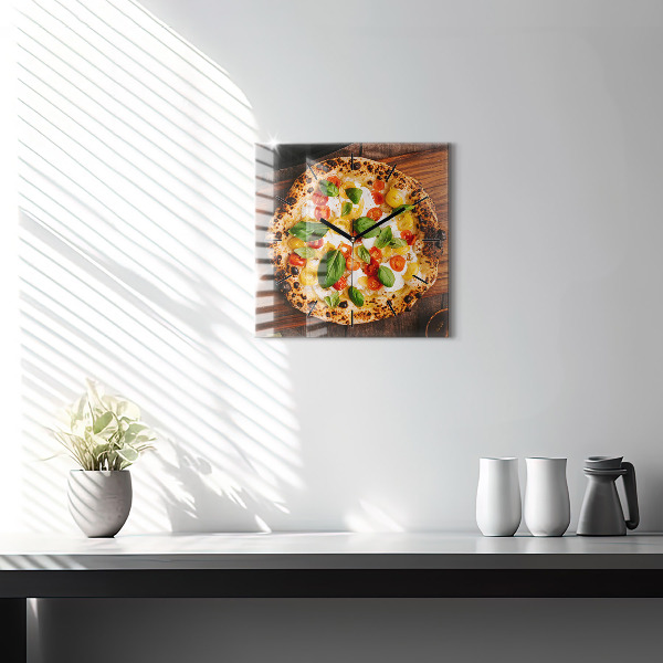 Square wall clock Italian pizza