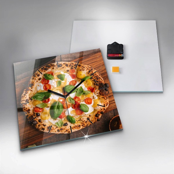Square wall clock Italian pizza