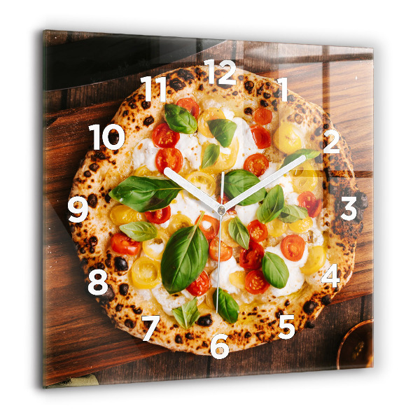 Square wall clock Italian pizza