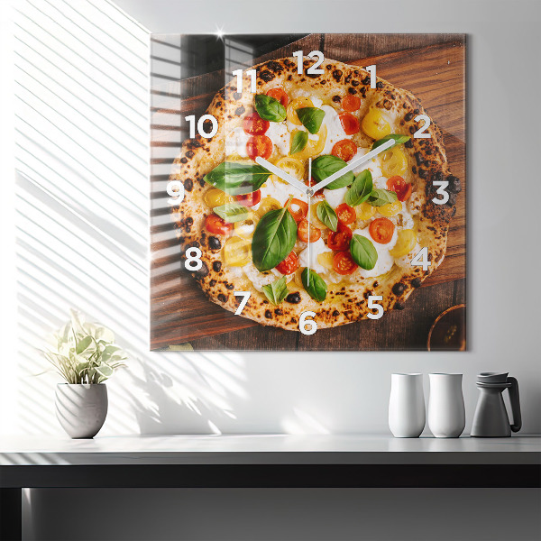 Square wall clock Italian pizza