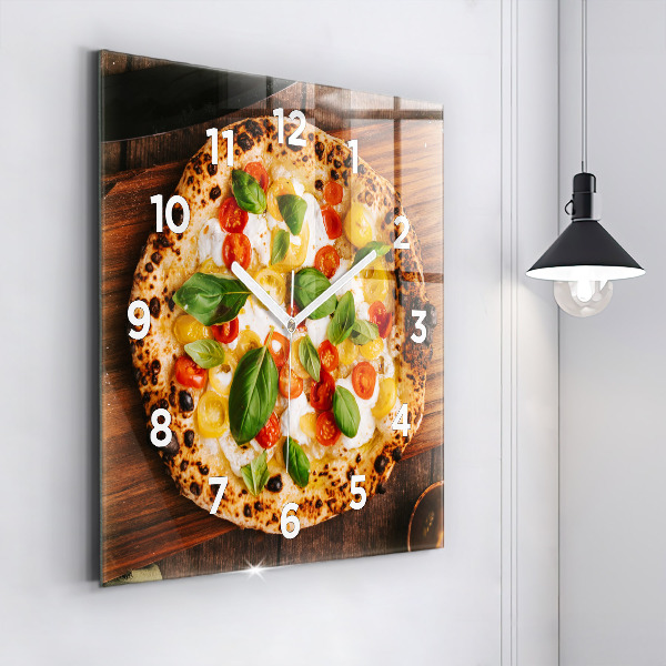 Square wall clock Italian pizza