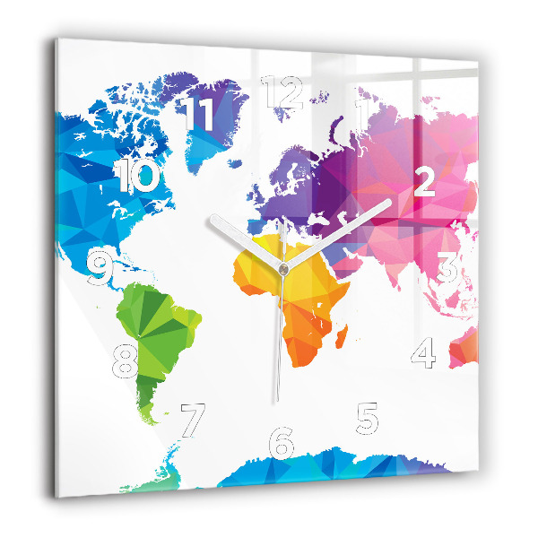 Square wall clock Abstract world map